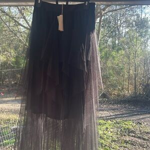 Easel Layered Black Tulle Skirt - Boho Chic